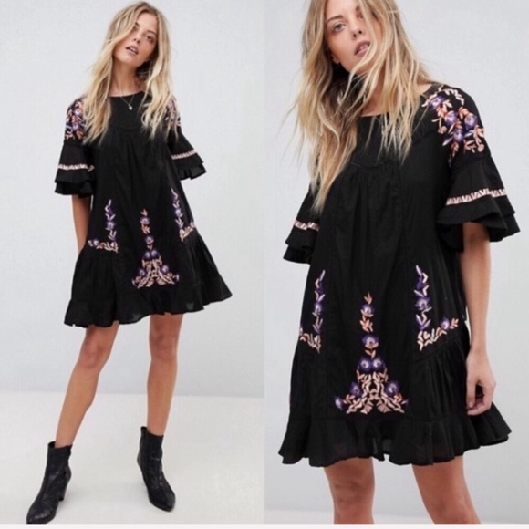 Free People Dresses & Skirts - {Free People} Floral Embroidered Babydoll Dress
